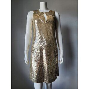 Tory Burch Kylie gold sequin mini sheath dress 6